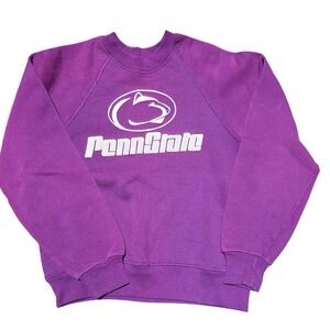 Vintage Penn State Nittany Lions Kids Sweatshirt Purple Raglan Pullover Logo 90s